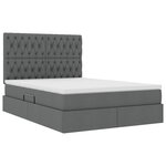vidaXL Lit de rangement LED avec matelas Gris foncé 140 x 190 cm Tissu