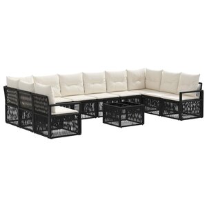 vidaXL Ensemble de canapé de jardin 11 Pièces Noir polyrotin