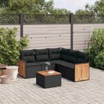 vidaXL Salon de jardin 6 Pièces avec coussins noir résine tressée