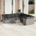 vidaXL Salon de jardin avec coussins 12 Pièces gris clair résine tressée