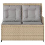 vidaXL Banc inclinable de jardin avec coussins beige résine tressée