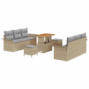 vidaXL Ensemble de canapé de jardin 9 Pièces Beige et Gris clair