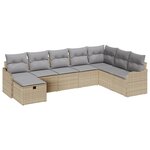 vidaXL Canapé jardin 8 pièces avec coussins Beige poly rattan