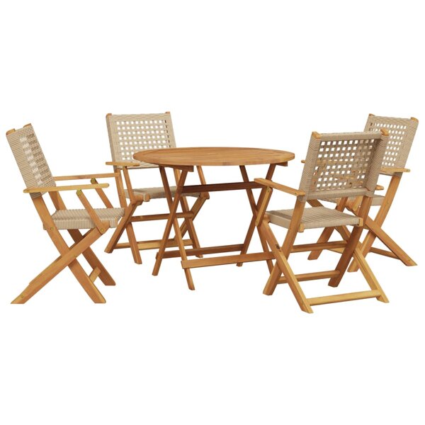vidaXL Ensemble à manger de jardin 5 Pièces résine tressée et bois massif