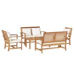 vidaXL Ensemble de canapé de jardin 5 Pièces Naturel Bois de teck solide