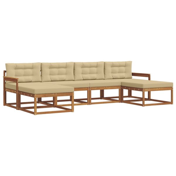 vidaXL Ensemble de canapés d'extérieur 6 Pièces Naturel et Beige