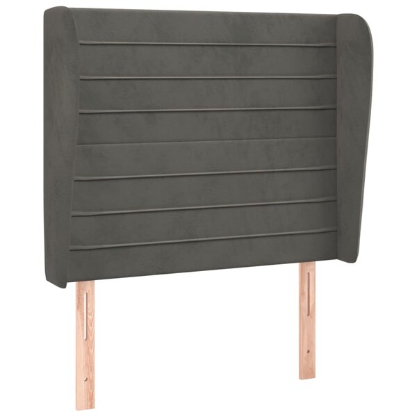 vidaXL Tête de lit avec oreilles Gris foncé 93x23x118/128 cm Velours