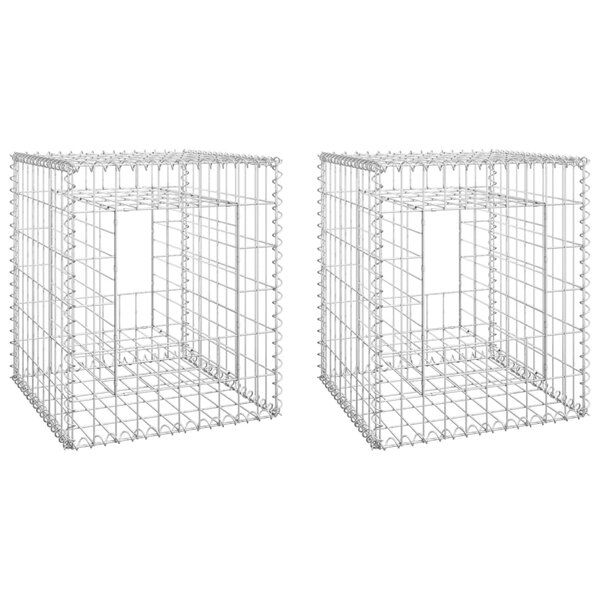 vidaXL Poteaux à panier de gabion 2 Pièces 50x50x60 cm Fer