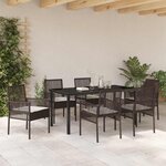 vidaXL Ensemble de salle à manger pour jardin 7 Pièces Marron Poly rotin
