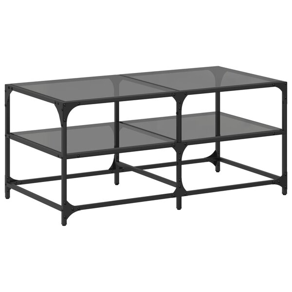 vidaXL Table basse avec dessus en verre noir 98 5x50x45 cm acier