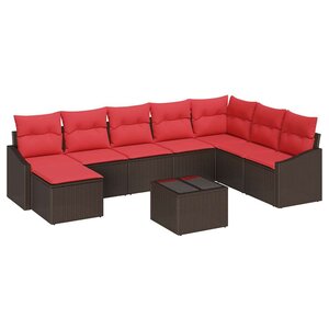 vidaXL Ensemble de Canapés avec coussin 9 Pièces Marron polyrotin