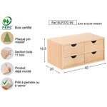 Mini rangement bloc en pin brut ave tiroirs 4 tiroirs