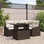 vidaXL Ensemble de canapé de jardin 5 pièces avec coussins marron en poly rattan