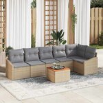 vidaXL Ensemble de canapé de jardin 7 Pièces Beige Poly rotin