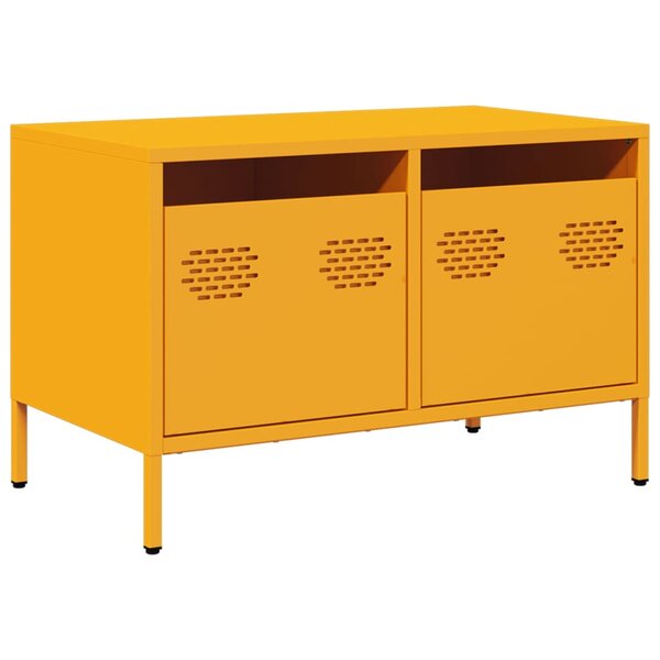 vidaXL Meuble TV jaune moutarde 68x39x43 5 cm acier laminé à froid