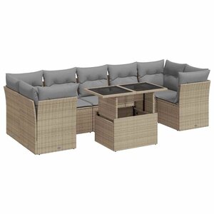 vidaXL Salon de jardin avec coussins 8 Pièces beige résine tressée