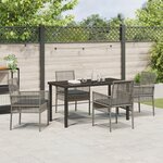 vidaXL Ensemble de repas de jardin 5 pièces avec coussins Gris Poly Rattan