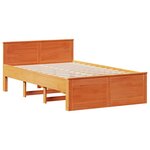 vidaXL Cadre de lit sans matelas avec tête de lit brun cire 135x190 cm