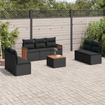 vidaXL Salon de jardin 8 Pièces avec coussins noir résine tressée