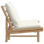 vidaXL Chaises de jardin lot de 2 avec coussins blanc crème bambou