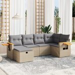 vidaXL Salon de jardin avec coussins 6Pièces mélange beige résine tressée
