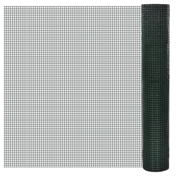 vidaXL Grillage Acier galvanisé et revêtement en PVC 25 x 1 m Vert
