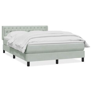 vidaXL Sommier à lattes de lit et matelas gris clair 160x220cm velours