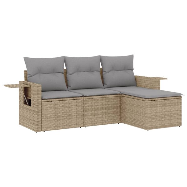 vidaXL Salon de jardin avec coussins 4 Pièces beige résine tressée