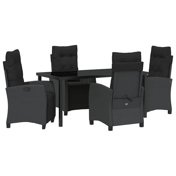vidaXL Ensemble de salle à manger pour jardin 5 Pièces Noir polyrotin
