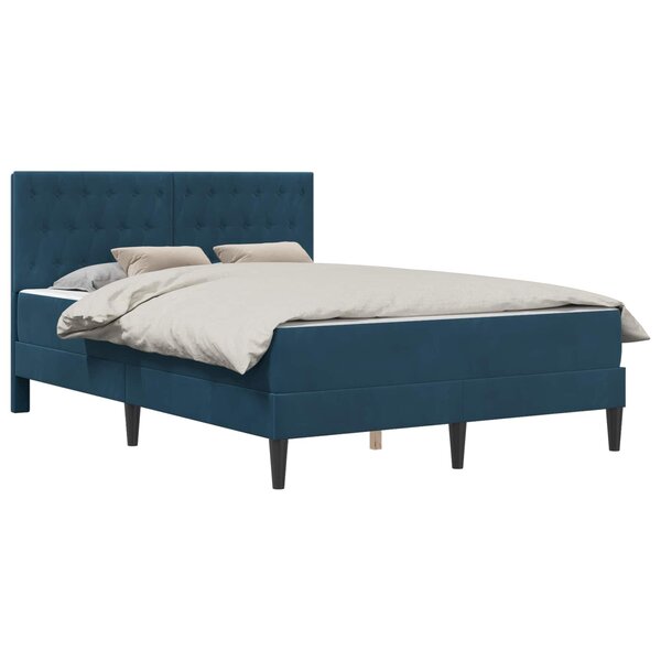 vidaXL Cadre de lit avec matelas Bleu 160 x 200 cm Velours