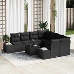 vidaXL Ensemble de canapé de jardin 9 Pièces Noir Poly rotin
