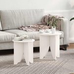 vidaXL Table basse 2 Pièces Blanc 41 5 x 41 5 x 44 cm Bois massif en pin
