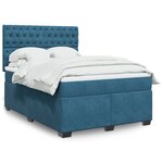 vidaXL Sommier à lattes de lit et matelas bleu 140x190 cm velours