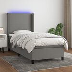 vidaXL Sommier à lattes de lit matelas LED Gris foncé 90x190 cm Tissu