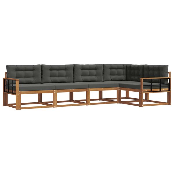 vidaXL Ensemble de canapés d'extérieur 5 pc Naturel et Anthracite