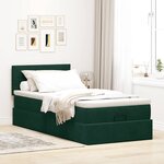 vidaXL Lit ottoman avec matelas et LED Vert foncé 90x200cm velours