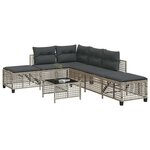 vidaXL Salon de jardin d'angle avec coussins 3 Pièces gris clair rotin