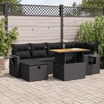 vidaXL Salon de jardin avec coussins 8 Pièces noir résine tressée acacia