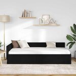 vidaXL Cadre de lit d'angle Noir 80 x 200 cm Tissu et bois reconstitué