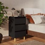 vidaXL Tables de chevet avec pieds en bois 2 Pièces noir 40x35x69 cm