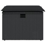 vidaXL Tabouret de jardin avec coussin noir 55x55x37 cm résine tressée