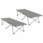 vidaXL Lit de camping pliant 2 Pièces Gris 62 x 194 x 42 cm Tissu Oxford