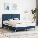 vidaXL Cadre de lit avec tête de lit Bleu 140 x 190 cm Tissu