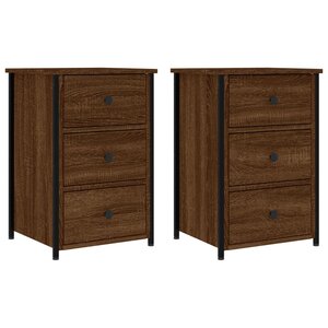vidaXL Tables de chevet 2Pièces chêne marron 40x36x60cm Bois d'ingénierie