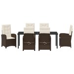 vidaXL Set de dîner de jardin de 7 pièces avec coussins marron en rattan poly