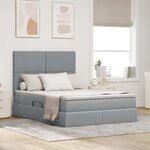 vidaXL Lit de rangement LED avec matelas Gris clair 140 x 200 cm Tissu