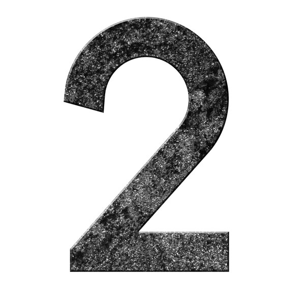 Numéro 2 - Numéro adhésif pour boîtes aux lettres- Pierre véritable 50 mm Galibot