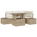vidaXL Ensemble de canapé de jardin avec coussin 5 Pièces Beige polyrotin