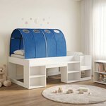 vidaXL Cadre de lit avec tunnel 3 Pièces Blanc et bleu Bois d'ingénierie