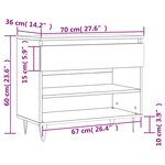 vidaXL Armoire à chaussures Chêne fumé 70x36x60 cm Bois d'ingénierie